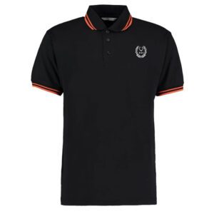 fetishprint polo shirt with tipped colours with bgs logo