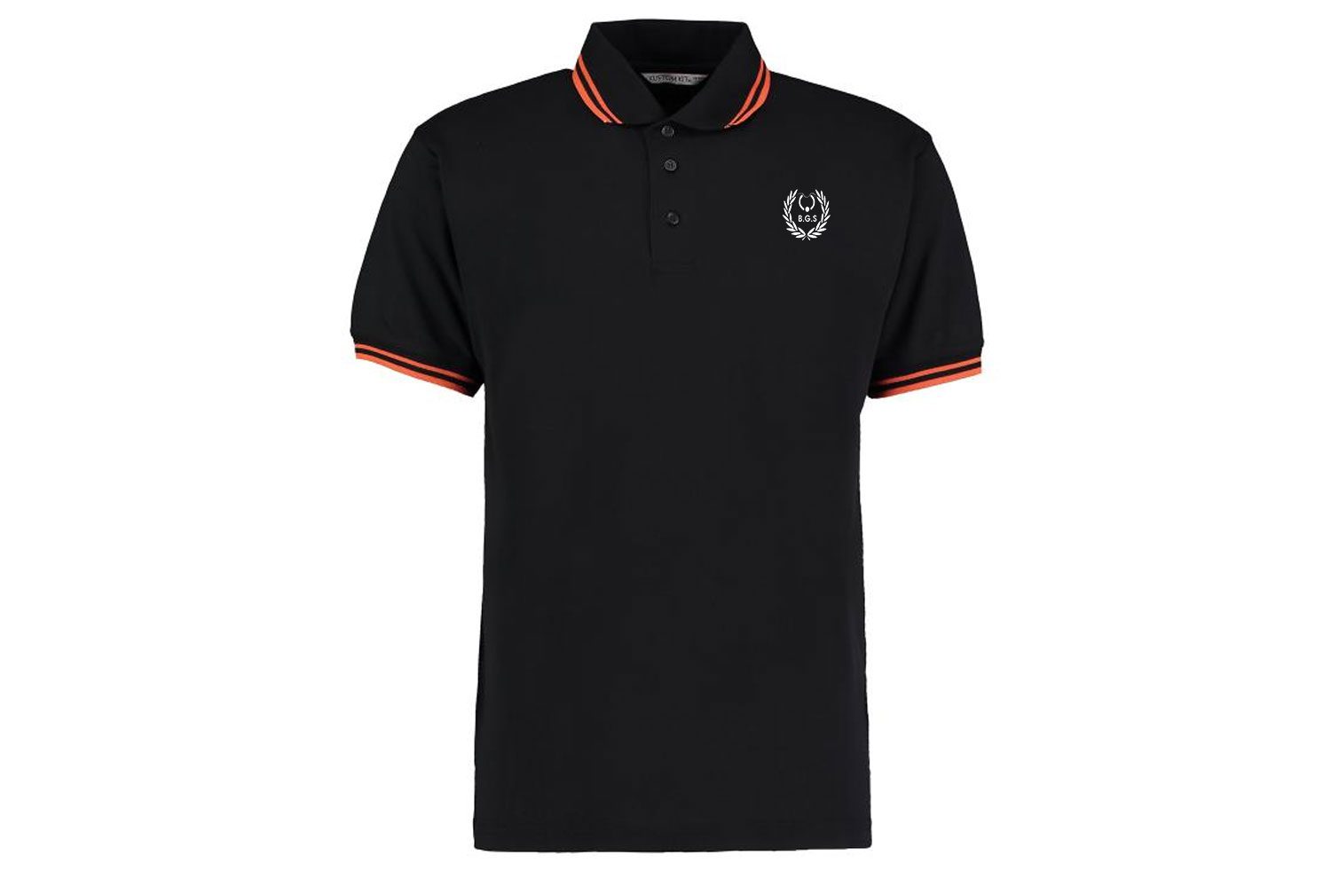 fetishprint polo shirt with tipped colours with bgs logo