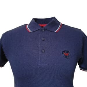 Warrior UK England Pique Polo Shirt Navy Blue Slim-Fit Skinhead Mod Retro