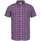 Lonsdale Button Down Short Sleeve Cotton Shirt Brixworth Red White Blue Slim-Fit