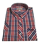 Lonsdale Button Down Short Sleeve Cotton Shirt Brixworth White Blue Red Slim-Fit