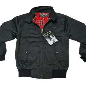 Heavy Knightsbridge Black England Style Windbreaker Jacket Tartan Lined Skinhead
